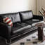 Causeuse-coussin standard en cuir véritable noir