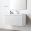 Meuble-lavabo flottant 36 po avec lavabo en acrylique Lovold - Armoire murale en bois avec façade cannelée, tiroirs à fermeture en douceur et design moderne-87851083