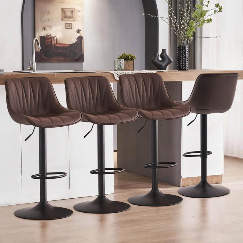 Tabourets de bar pivotants à hauteur réglable Modern, Brun