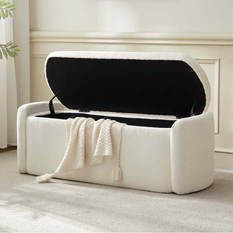 Banc avec repose-pieds Stana, Crème, crème