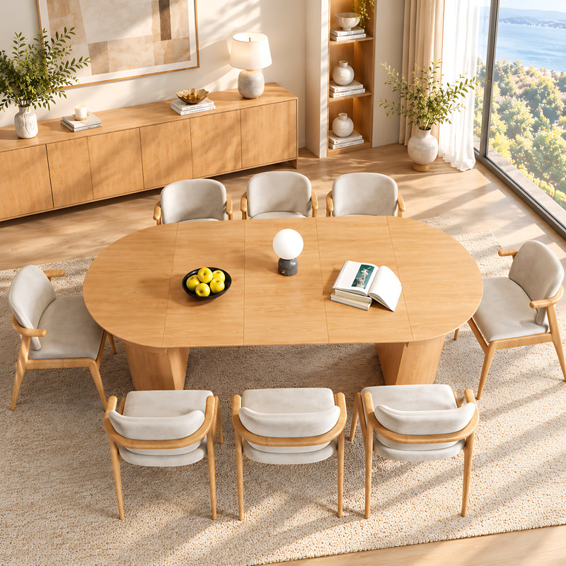 Table de salle à manger extensible de 35 à 83 po pour 4 à 10 personnes avec base de rangement, noyer