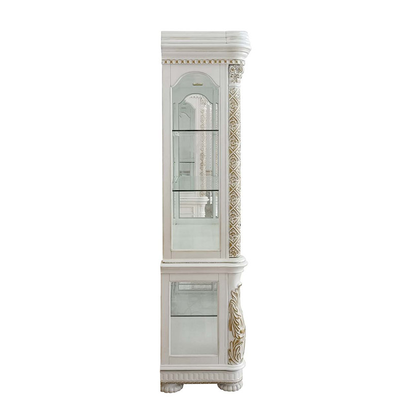Industrial Black Metal Lighted Curio Cabinet with Glass Doors