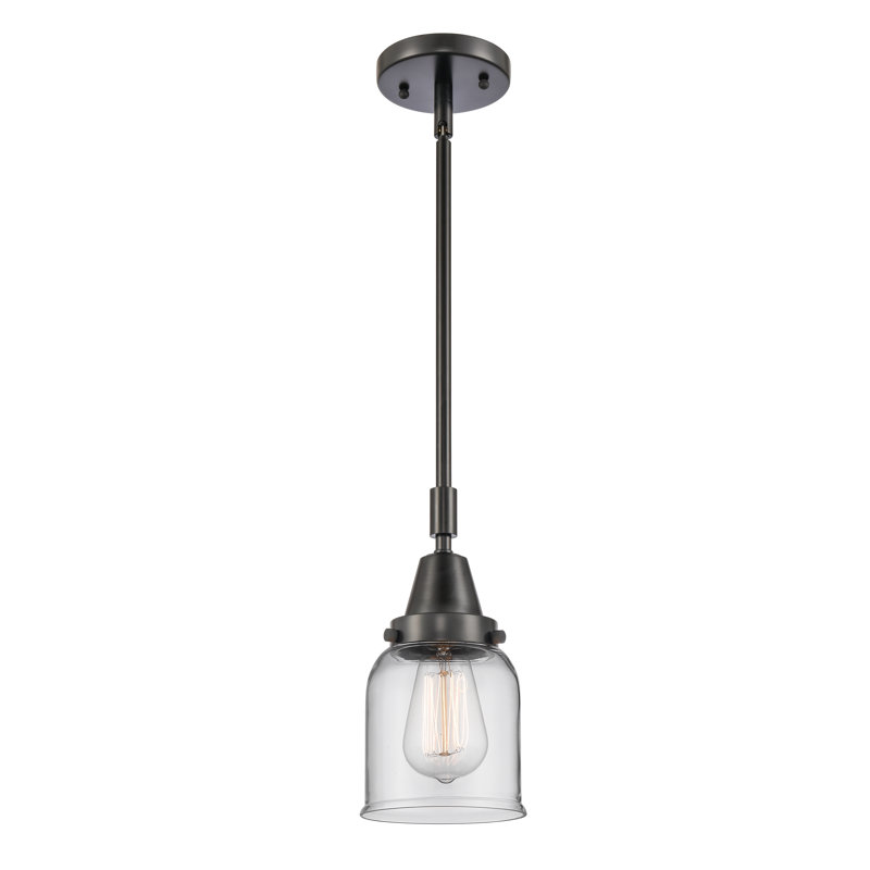 Luminaire suspendu 1 lumière à une cloche, H 44,12 po x l 5 po x P 5 po, Transparent, Noir mat