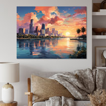 High Pink Sunset' Poster, picture, metal print, paint by Edurne Andoño