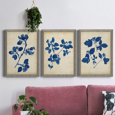 " Indigo Leaf Study IV " 2 Piece Art Color Photography Painting