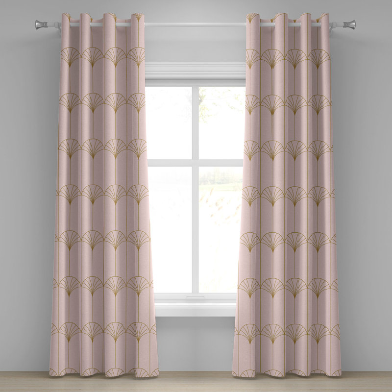 Satin Semi Sheer Curtain Pair, 50" W x 72" L, Blush/Sand Brown