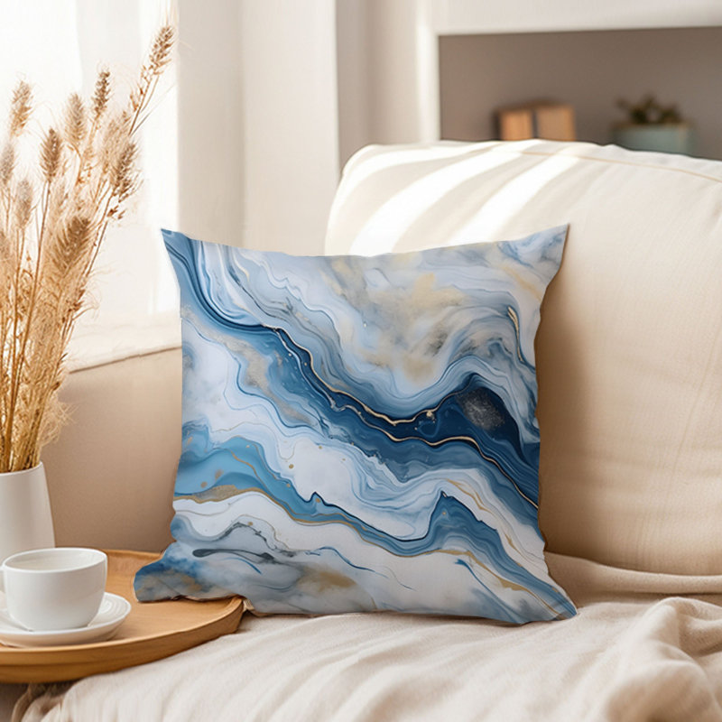Animals William Morris Birds Damask Pattern I Cottage, 18"H x 18"W, Abstract Blue Marble Crystal Geode XIII Modern
