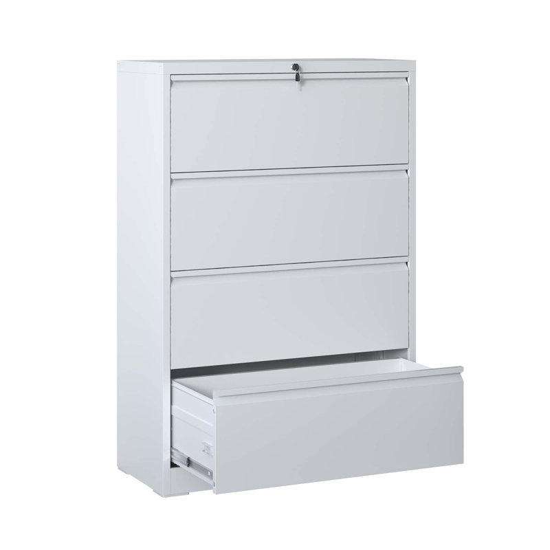 Manosh 35.43'' Wide 4 -Drawer Steel File Cabinet, White