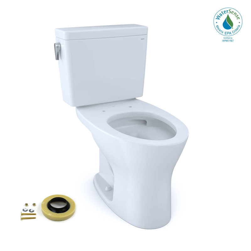 Toto® Drake® 1G® Two-Piece Elongated Dual Flush 1.0 And 0.8 Gpf Dynamax Tornado Flush® Toilet with Cefiontect® with Wax Ring And Toilet Mounting Bolts