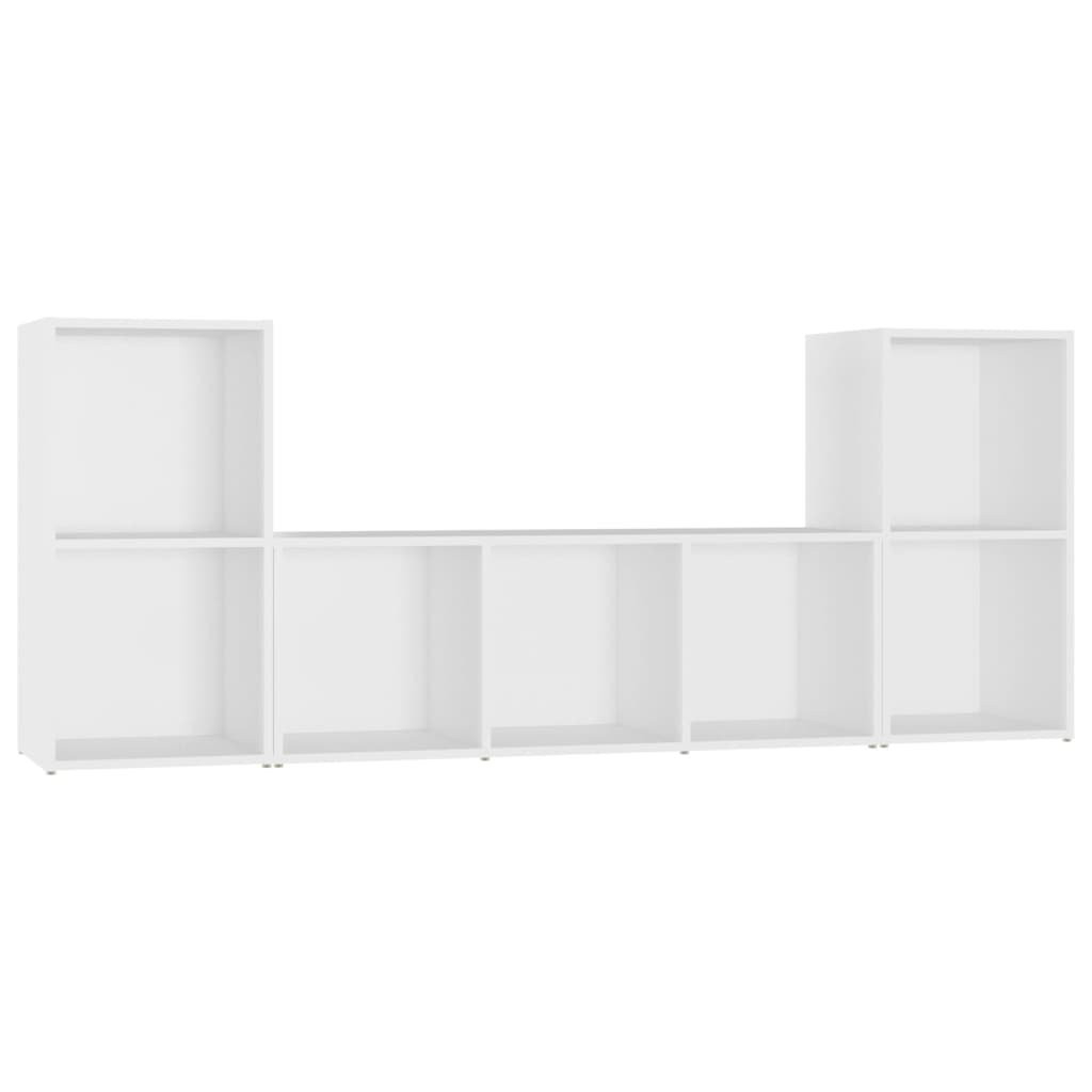 Vidaxl Tv Cabinet Set 3 Piece White Engineered Wood Home Tv Stand Cabinet - Image 3