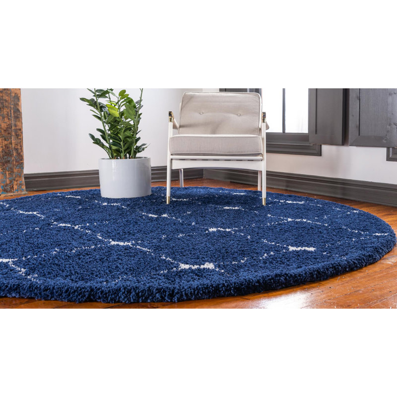 Burkart Trellis Shag Area Rug, Round 152cm