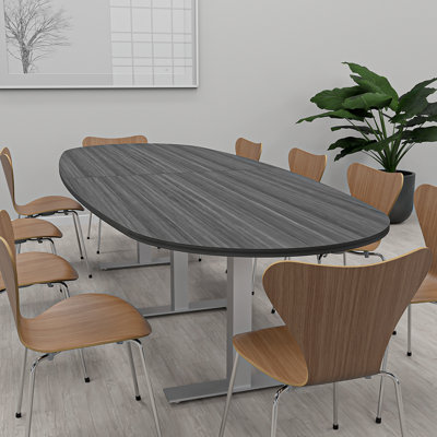 Table de conférence bateau ovale avec bases en T en métal