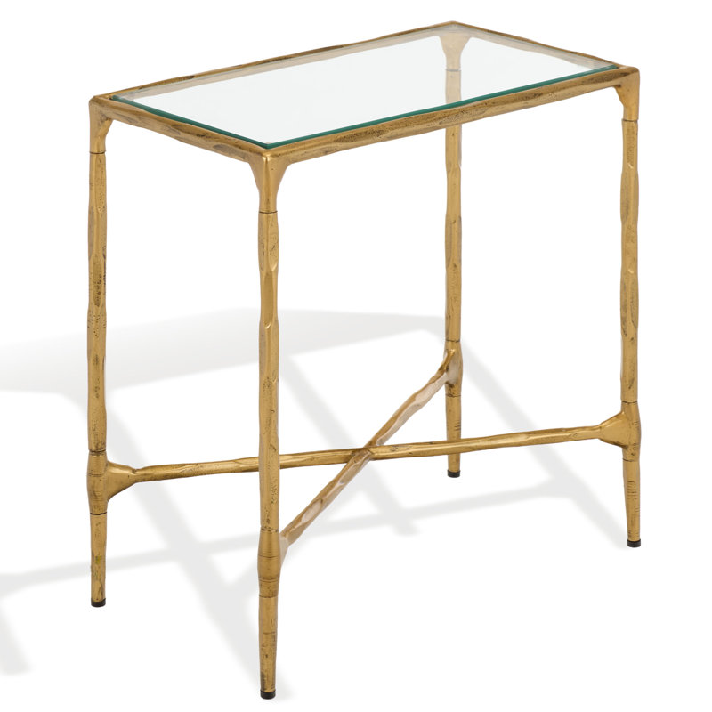Isabellina Metal and Glass Accent Table, Brass