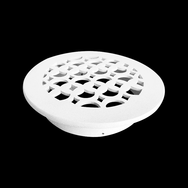 Grille d'aération 7,5 po Tudor Mushroom, ronde 6 po, fonte d'aluminium, VR100, Blanc