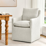 Bronte 24" Wide Country Farmhouse Linen Down Fill Upholstered Dining Armchair