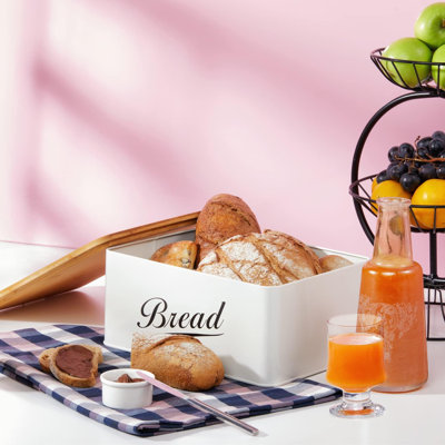 Boîte à pain en métal moderne avec couvercle en planche à découper en bambou, contenant à pain pour comptoir de cuisine, organisateur de décoration de cuisine rétro