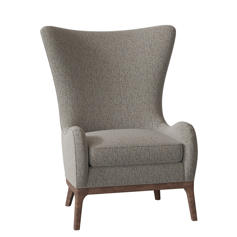 Fauteuil à oreilles en polyester de 33 po de large Casper, Noyer, 9508 Poplpropylène fumée / oléfine