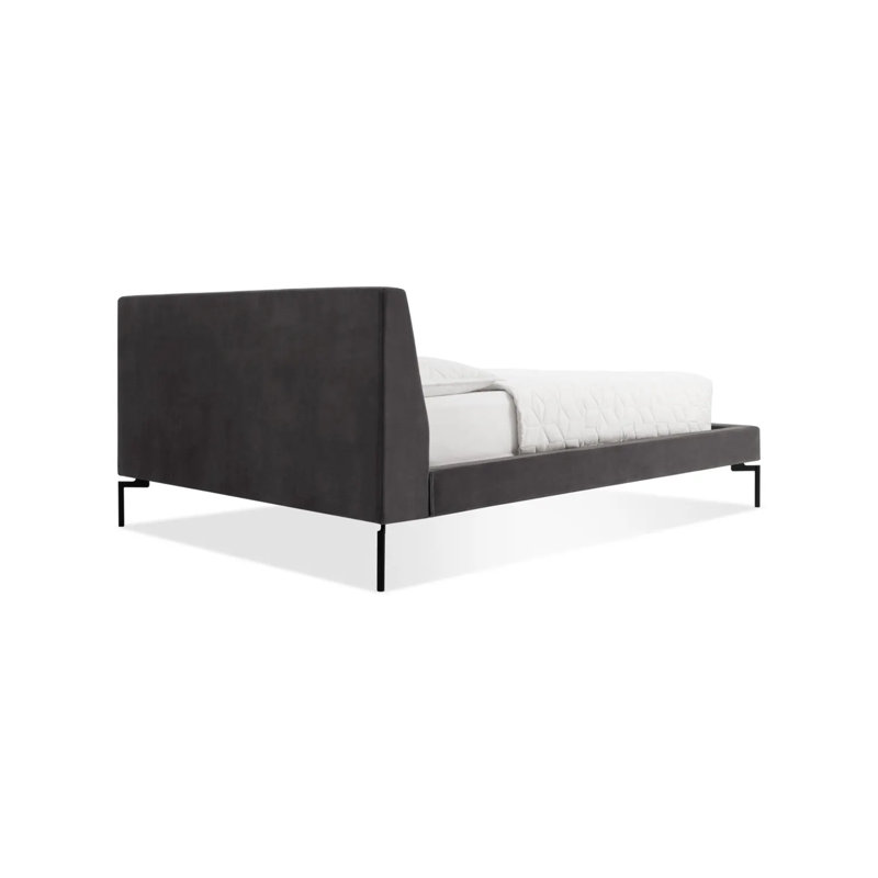 New Standard Upholstered Platform Bed, Full, Edwards Navy Crossweave