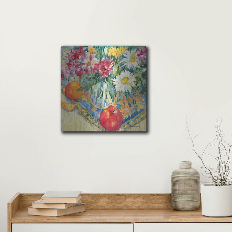 «Floral Tableau» par Annelein Beukenkamp, art mural en métal, 36 po x 36 po, H 12 po x l 12 po