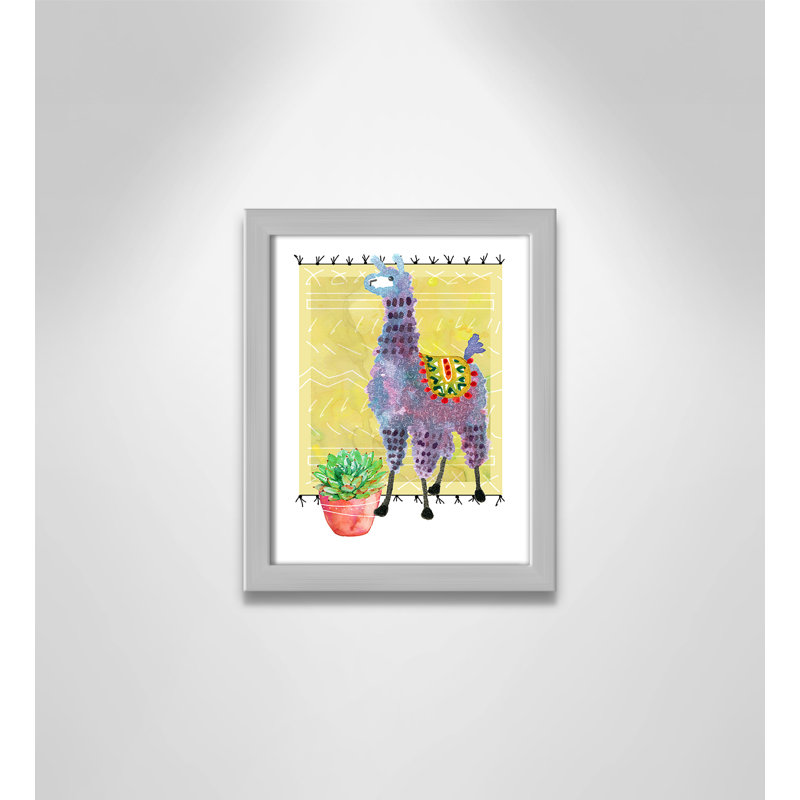 « jolie llama ii », art sur toile, H 11 po x l 9 po x P 1,18 po, Cadre argenté