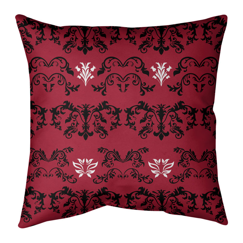 Housse de coussin Atlanta Football Baroque, Rouge / Noir / Blanc, 26 po x 26 po, Polyester sergé