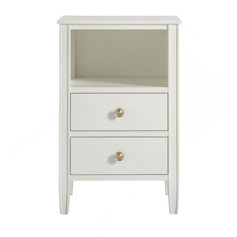 2-Drawer Storage Nightstand - Antique White, White