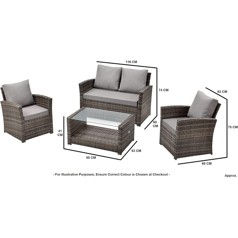 Tavis 4 - Person Garden Lounge Set with Cushions, Grey/Black