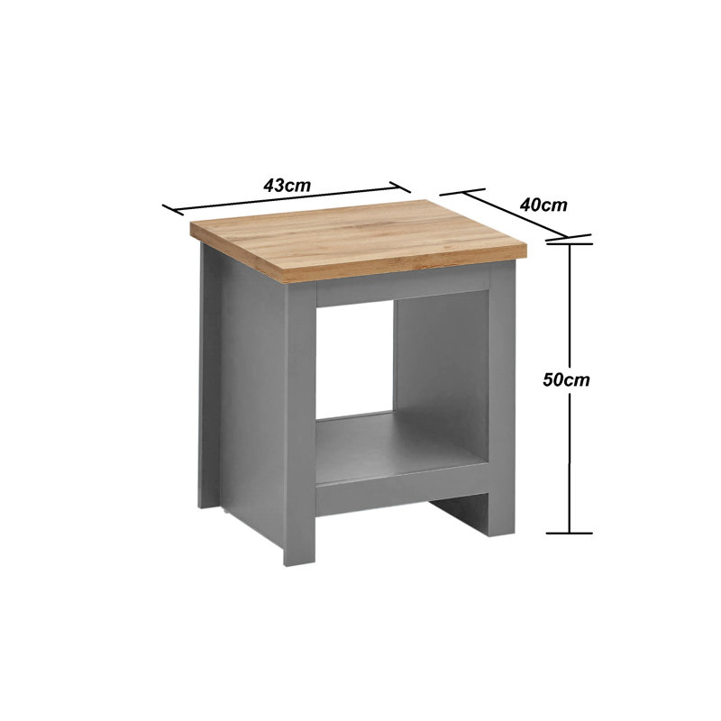 Aquitaine Lamp Side Table with Storage, Grey