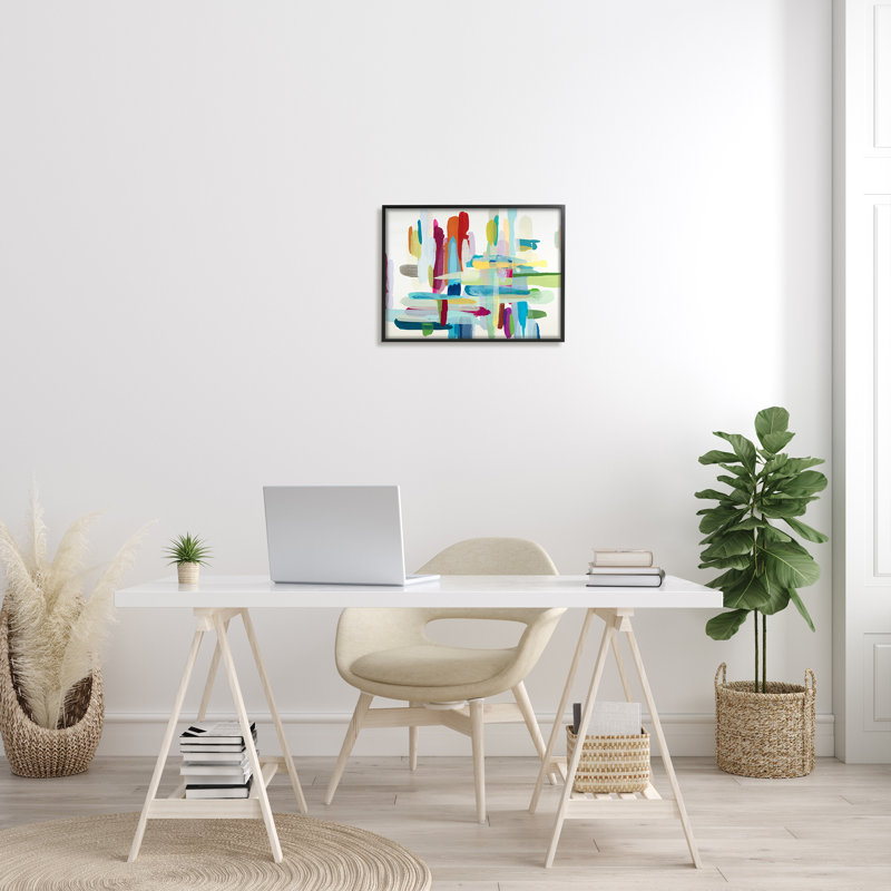 " Cross Hatch Abstract " by Third And Wall, 16" H x 20" W x 1.5" D, Midnight Black Framed Giclee