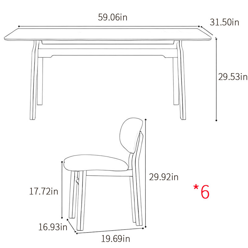 French style retro rectangular dining table sets, 29.53"H x 59.06"L x 31.5"W