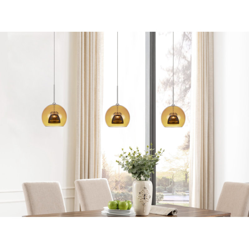 Luminaire suspendu géométrique à 1 lumière Lamanna, Ambre / fumée