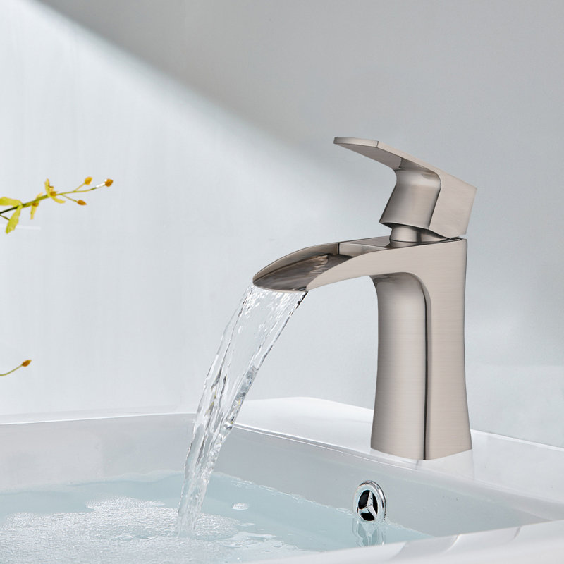 Brushed Nickel Waterfall Bathroom Faucet, Single Handle Sink Faucet | Gift Idea, Brushed Nickel