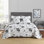Ensemble de couvre-lit 3 pièces en polyester noir et blanc