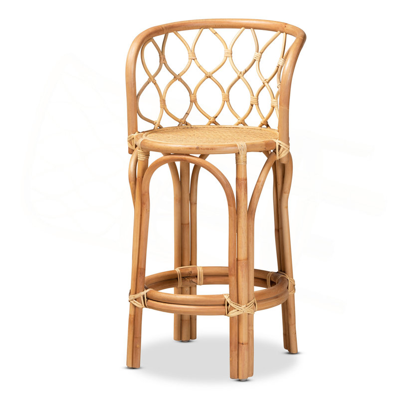 Tabouret de comptoir moderne et contemporain en rotin naturel