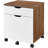 Mid-Century Modern Square File Cabinet, Rolling Cabinet with rolling cabinetwith  drawer, Walnut White