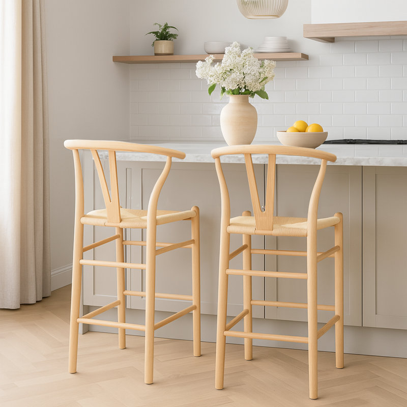 Nicholas Winter - Wooden Scandi Danish Style Bar Stool - Natural, Natural