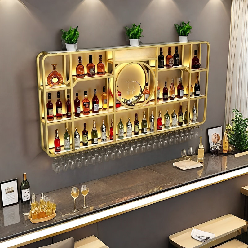 Creative Circle Wine Rack, Gold, 47.2" H x 94.4" W x 7.8" D