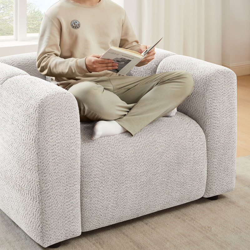 Ensemble de salon rembourré Jasey Boucle, Kaki pâle
