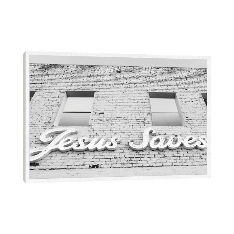 Jesus Saves II 1 Piece Wall Art on Canvas, 45.72cm H x 66.04cm W x 3.81cm D, White Framed
