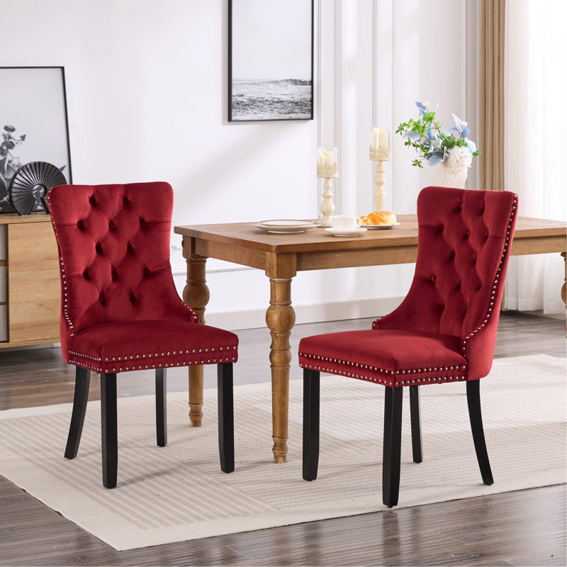 Classic Velvet Dining Chairs, Burgundy Velvet