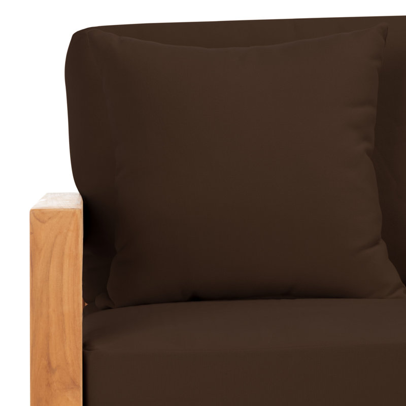 Montford Teak Patio Sofa with Cushions, Dark Brown Melrose