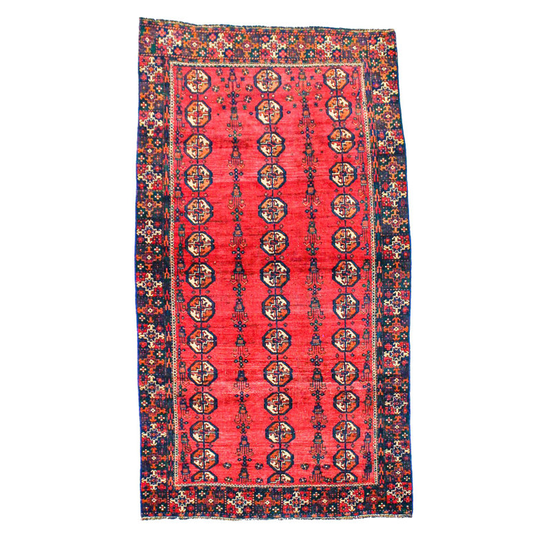 4x7 Red and Navy Turkish Tribal Rug