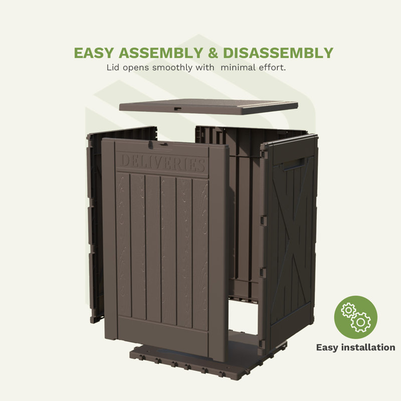 Brown Resin Lockable Deck Box with Steel Frame, 48-Gallon