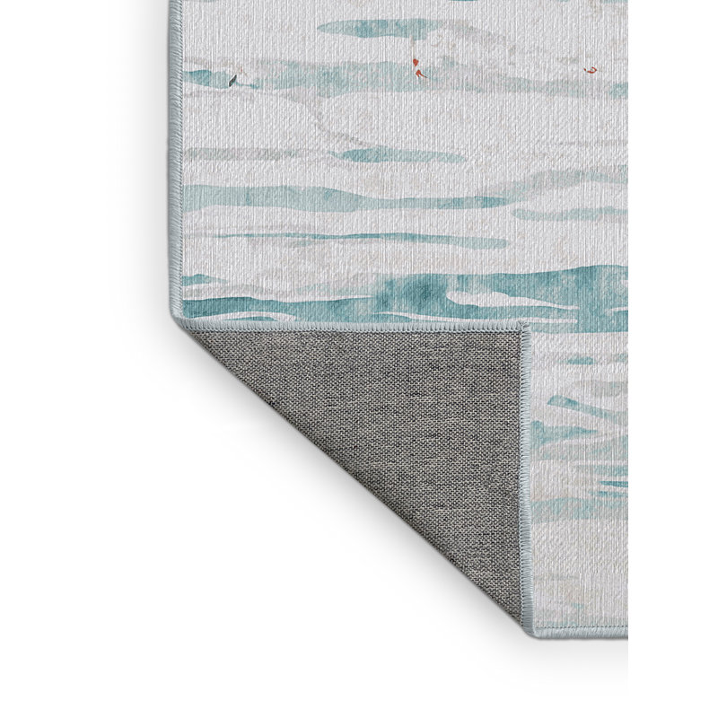 Machine Washable Blue Area Rug, Round 3'