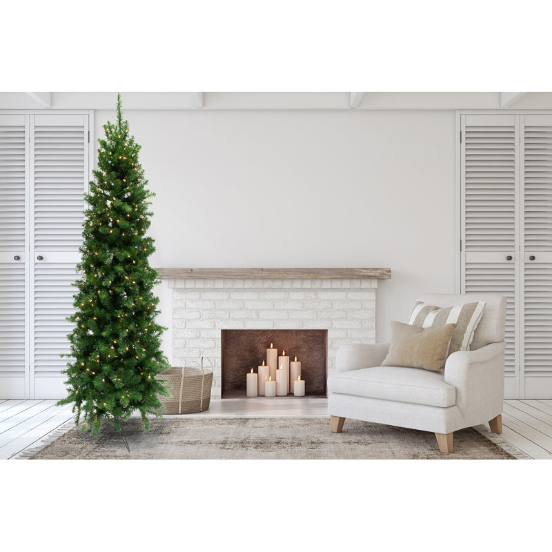 Sapin de Noël artificiel éclairé 90 po - Support inclus, H 4,5 pi
