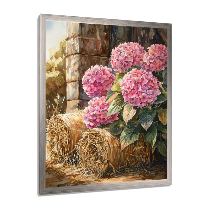 Dupere - impression sur toile florale, H 32 po x l 16 po, Argent argent, Picture Framed