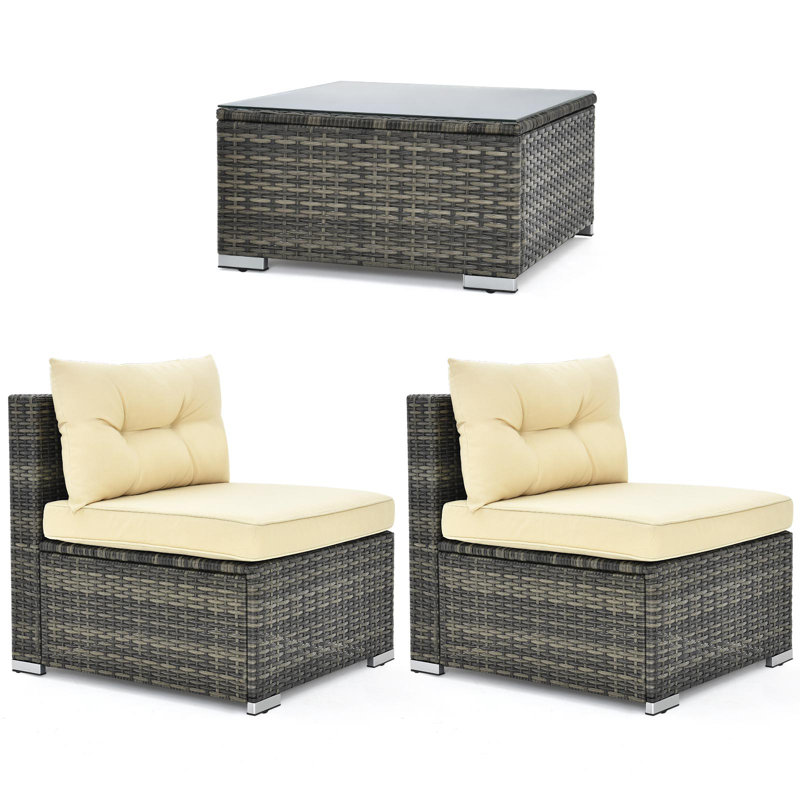 Tysheera 2 - Person Patio Conversation Set with Cushions, Gray