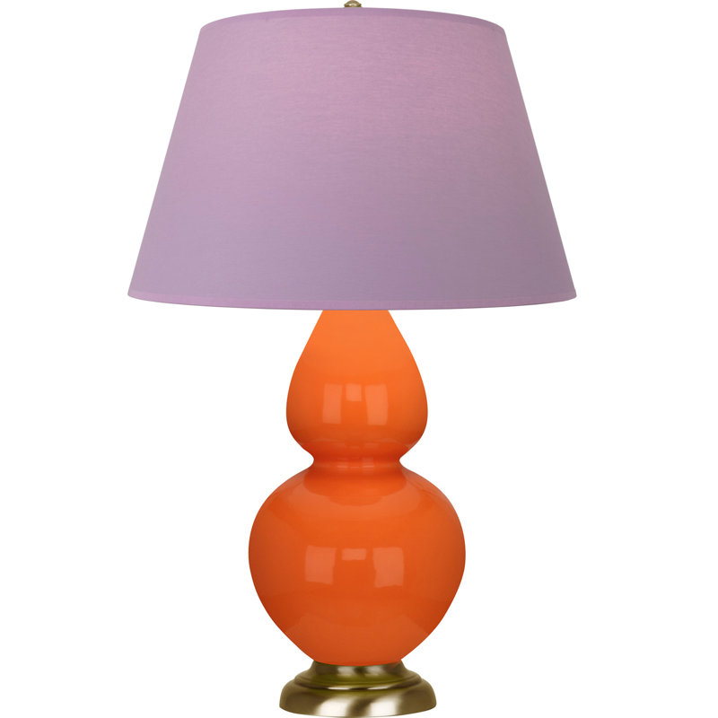 Double Gourd Table Lamp, Lavender/Burgundy, Orange/Antique Natural Brass, Brass
