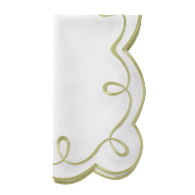 Ribbon Twirl Cotton Blend Scalloped Napkins