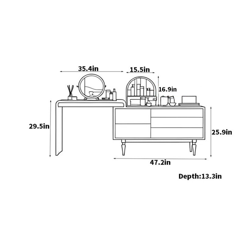 Commode rétractable de style rétro